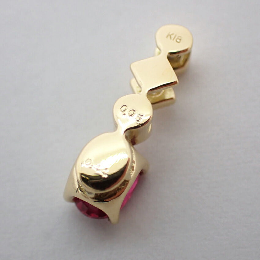 【新品】K18 ルビー/ダイヤモンド OV ペンダントトップ[f1-2］