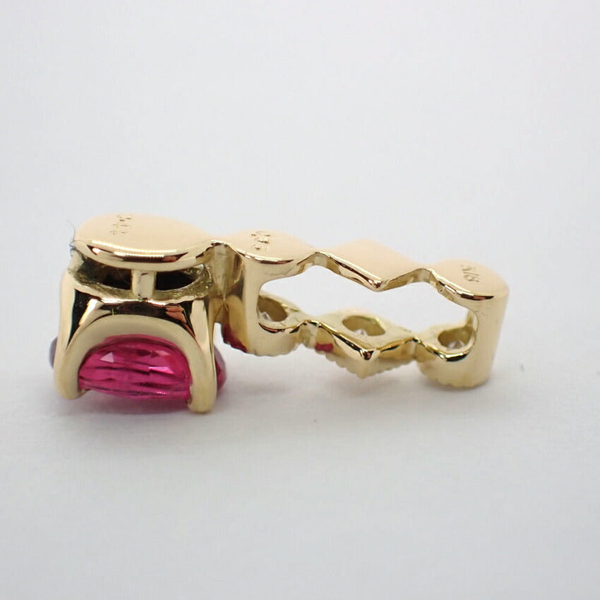 【新品】K18 ルビー/ダイヤモンド OV ペンダントトップ[f1-2］