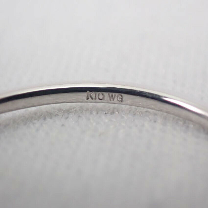 【新品】K10WG ダイヤモンド 四点留め リング 11号[f2-6］