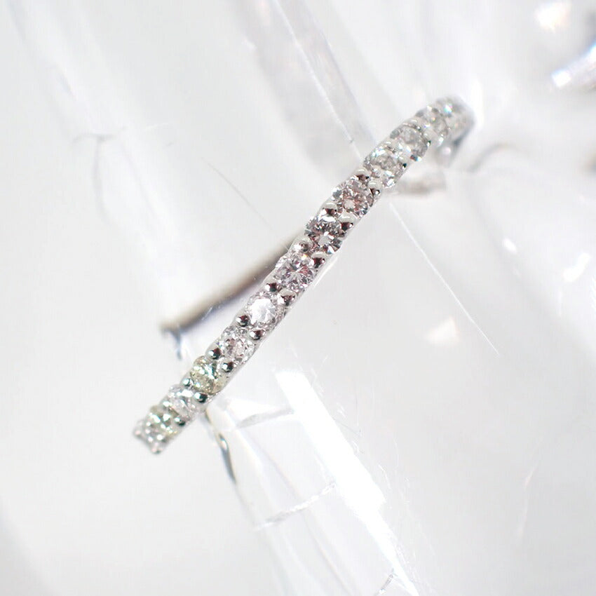 【新品】Pt900 ダイヤモンド ハーフエタニティ ウェーブ  リング /12号/f2-7