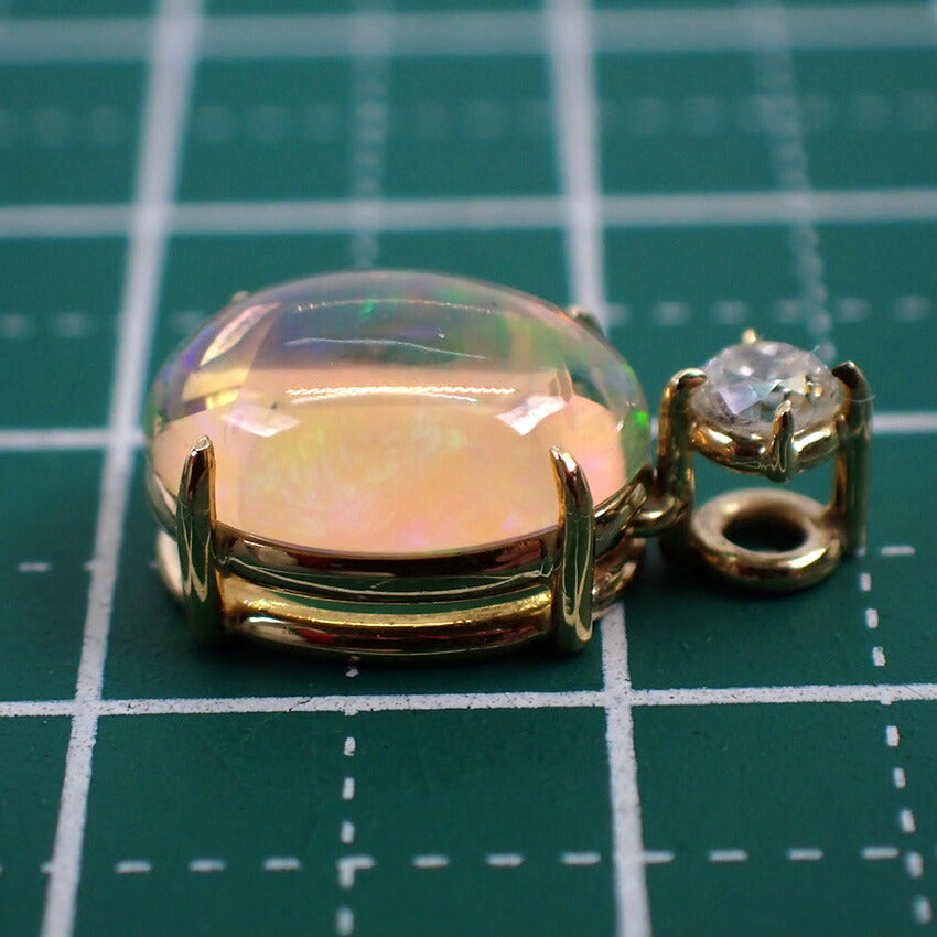 【新品】K18 ファイヤーオパール/ダイヤモンド OV ペンダントトップ[f5-3］