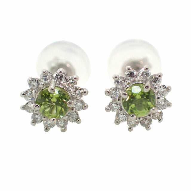 【新品】Pt900 ペリドット ダイヤモンド ピアス[f6-2］