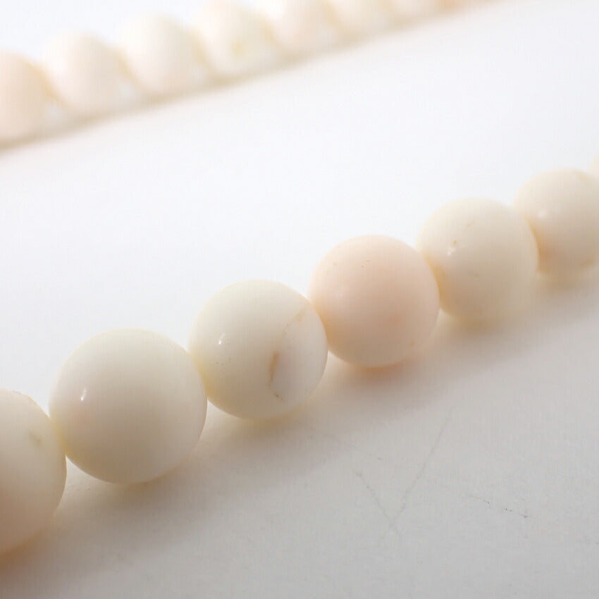 【中古】サンゴ ネックレス ホワイト 珠直径約5.0-14.4cm/g498-20