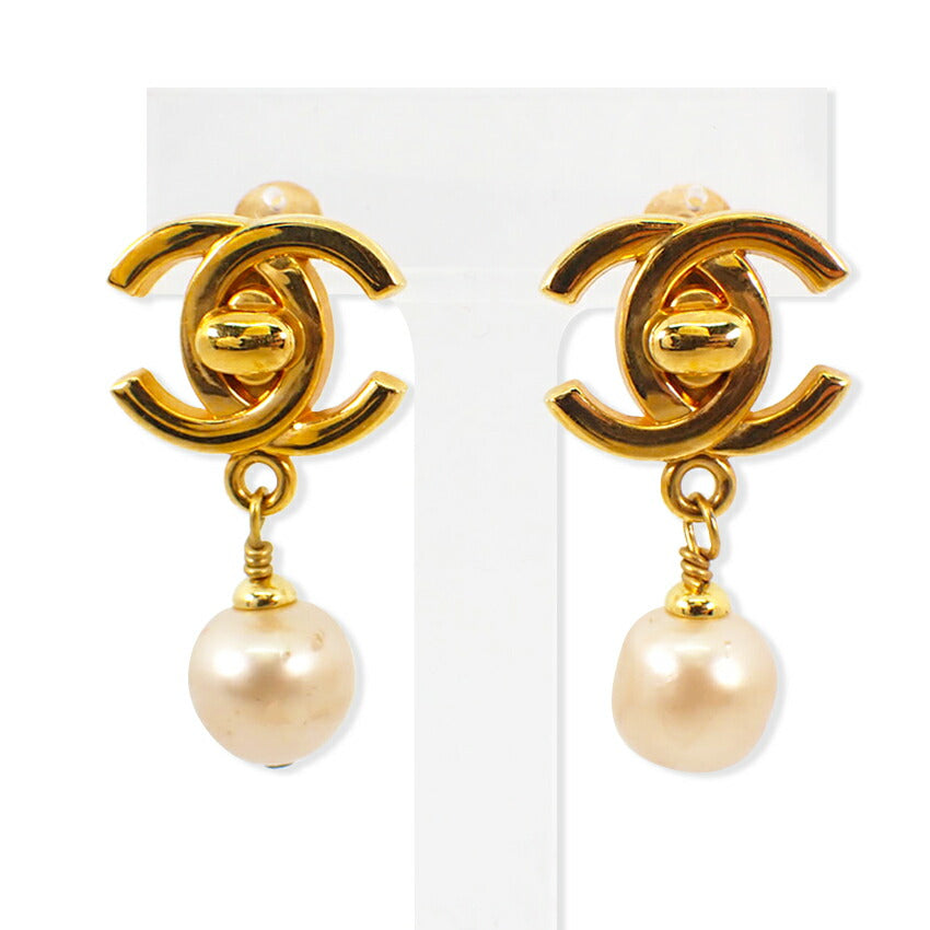 【中古】CHANEL/シャネル/フェイクパール/イヤリング/金色金具/箱付/g512-33