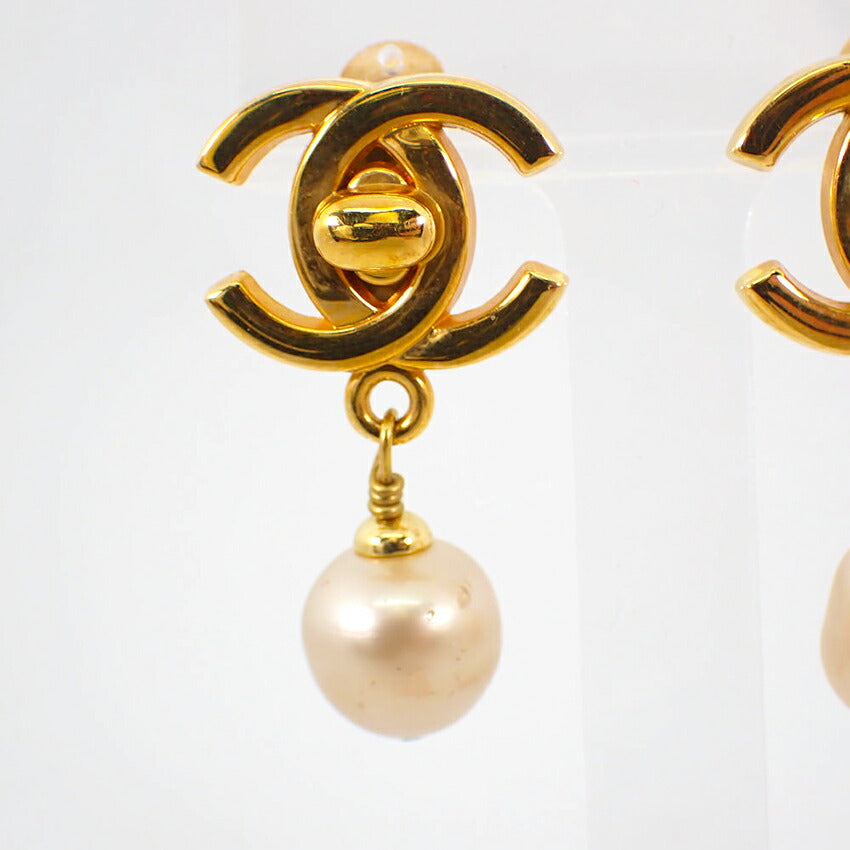 【中古】CHANEL/シャネル/フェイクパール/イヤリング/金色金具/箱付/g512-33