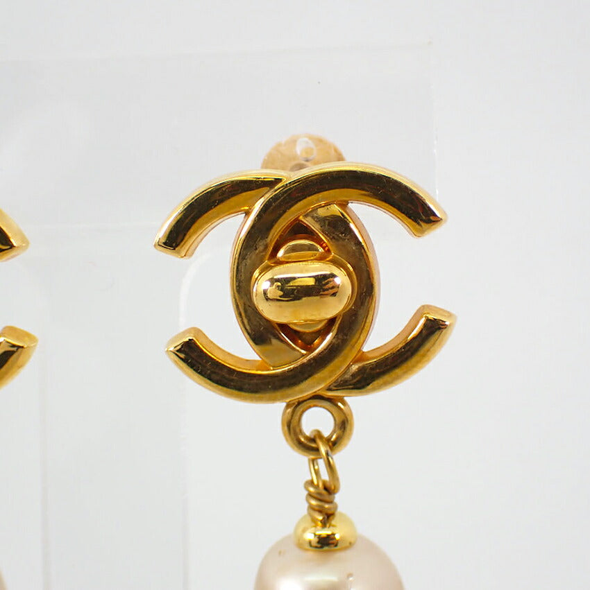 【中古】CHANEL/シャネル/フェイクパール/イヤリング/金色金具/箱付/g512-33