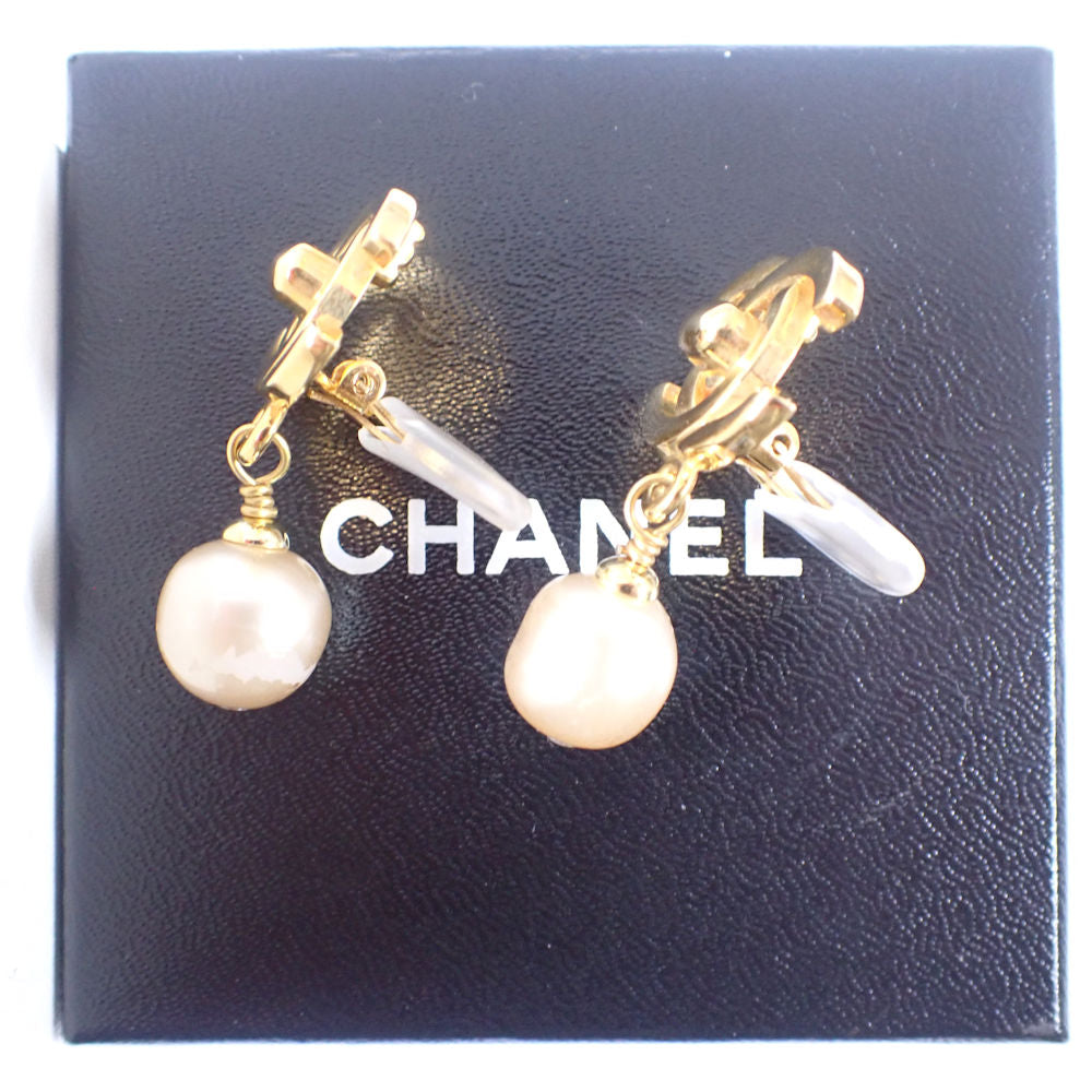 【中古】CHANEL/シャネル/フェイクパール/イヤリング/金色金具/箱付/g512-33