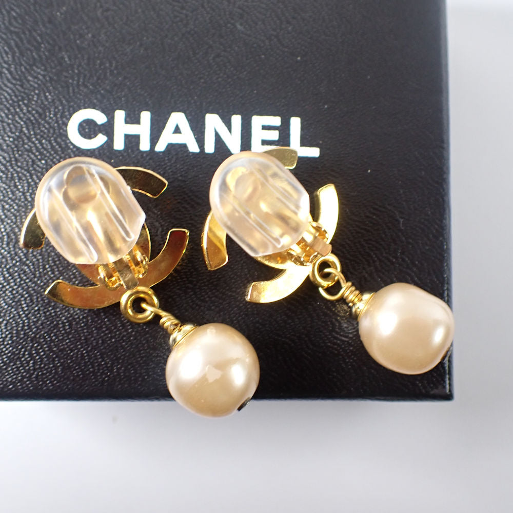 【中古】CHANEL/シャネル/フェイクパール/イヤリング/金色金具/箱付/g512-33