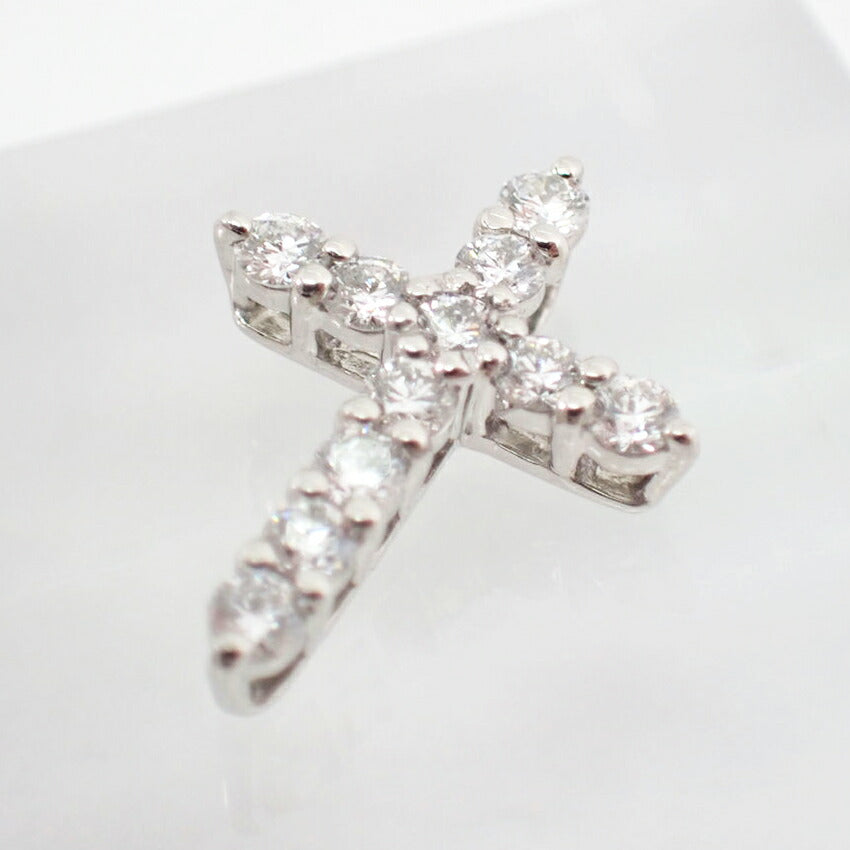 【中古】Pt900 ダイヤモンド/0.25ct クロス ペンダントトップ/g524-20