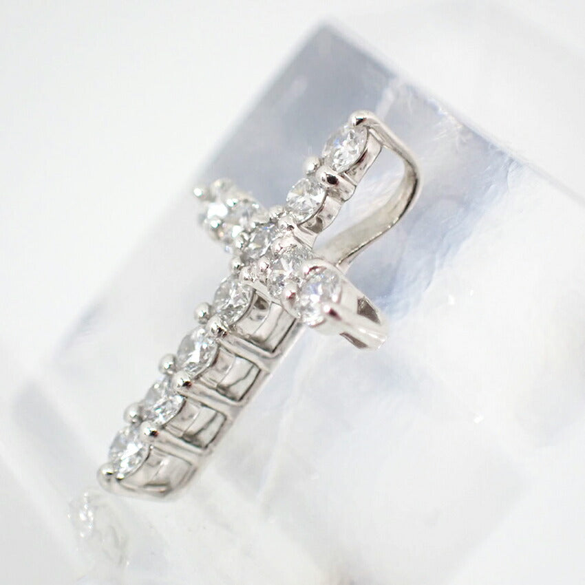 【中古】Pt900 ダイヤモンド/0.25ct クロス ペンダントトップ/g524-20