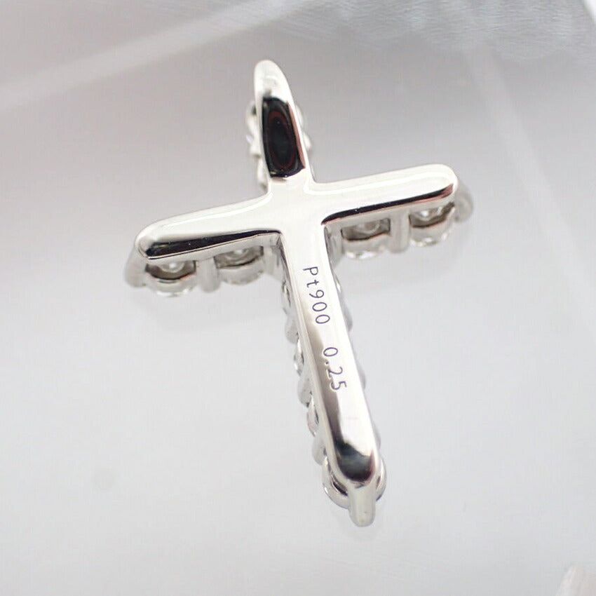 【中古】Pt900 ダイヤモンド/0.25ct クロス ペンダントトップ/g524-20