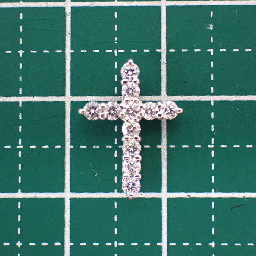 【中古】Pt900 ダイヤモンド/0.25ct クロス ペンダントトップ/g524-20