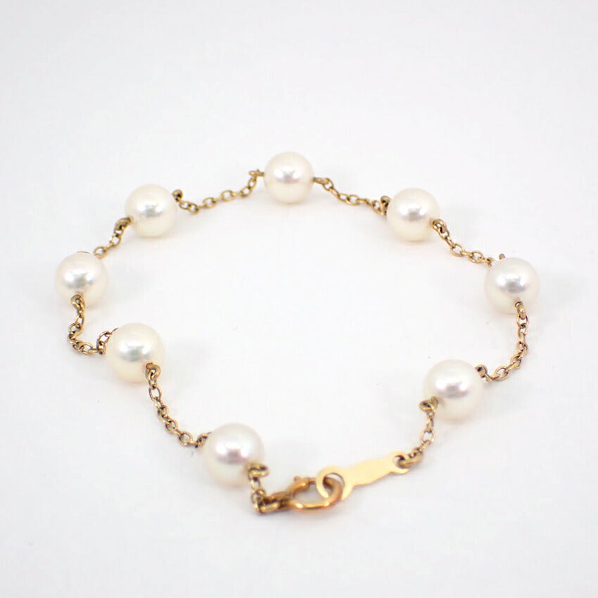 【中古】MIKIMOTO/ミキモト K14 ベビーパール ステーション ブレスレット/g524-23
