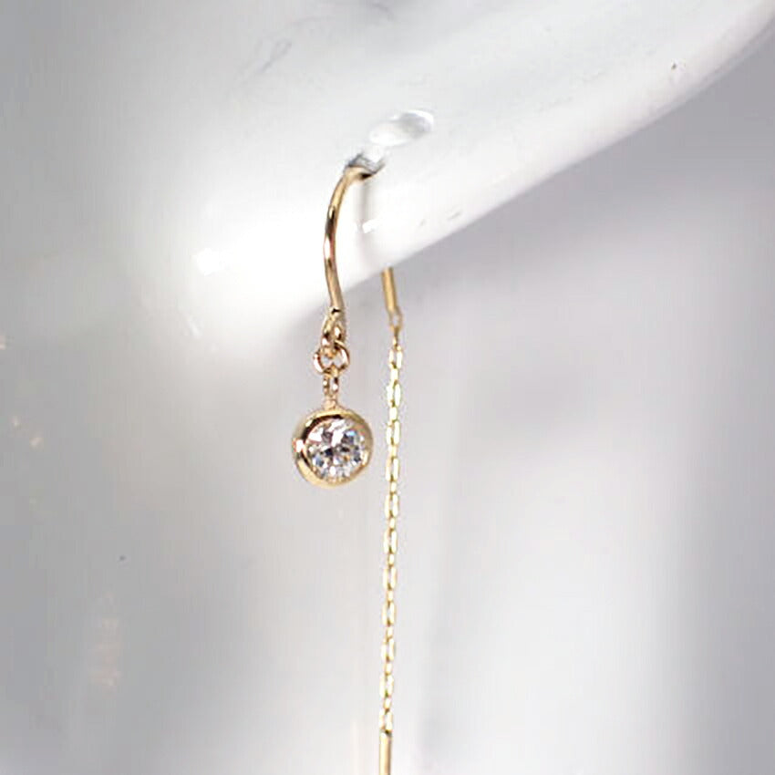 【新品】K18YG ダイヤモンド ピアス 0.10ct、0.10ct[i12-10］