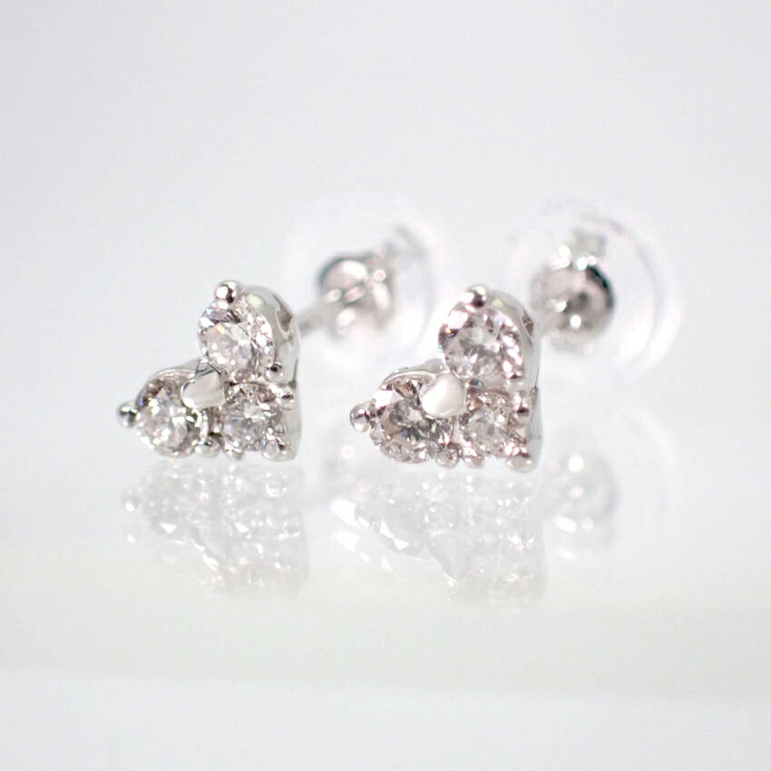 【新品】PT900 ダイヤモンド ハート ピアス 0.1ct、0.1ct[i2-3］