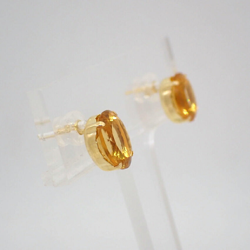 【新品】K18YG シトリン ピアス[i3-2]