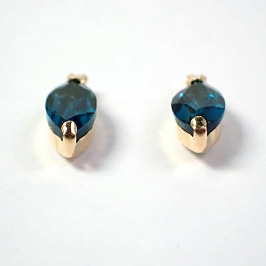 【新品】K18 ロンドンブルートパーズ ダイヤモンド マーキス ピアス[i6-2］