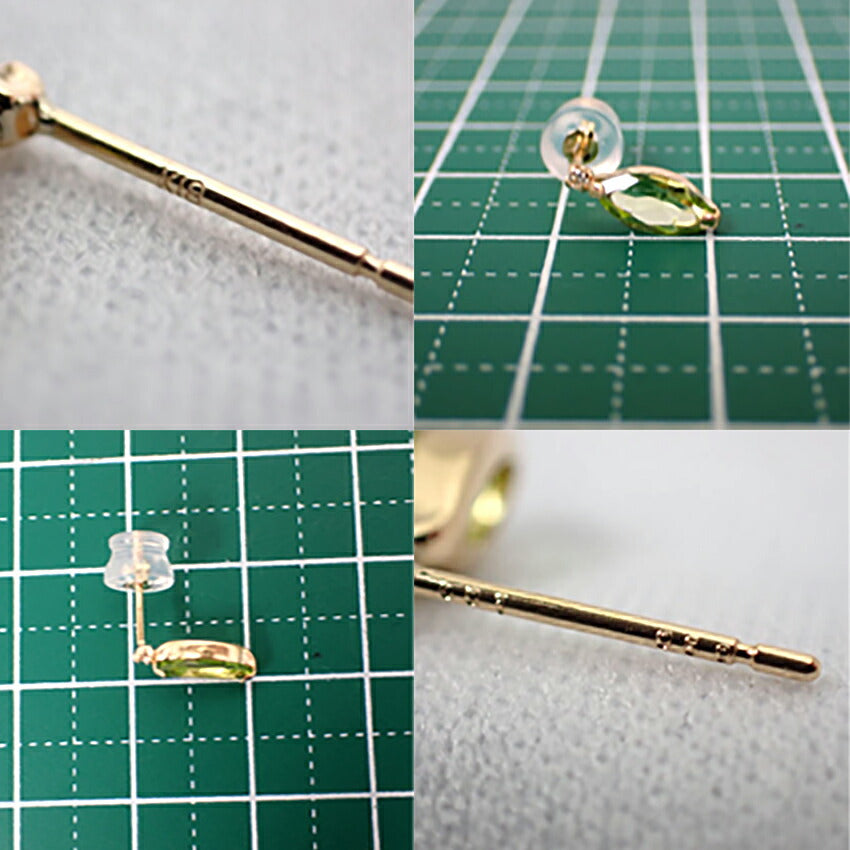 【新品】K18 ペリドット ダイヤモンド マーキス ピアス[i6-9］