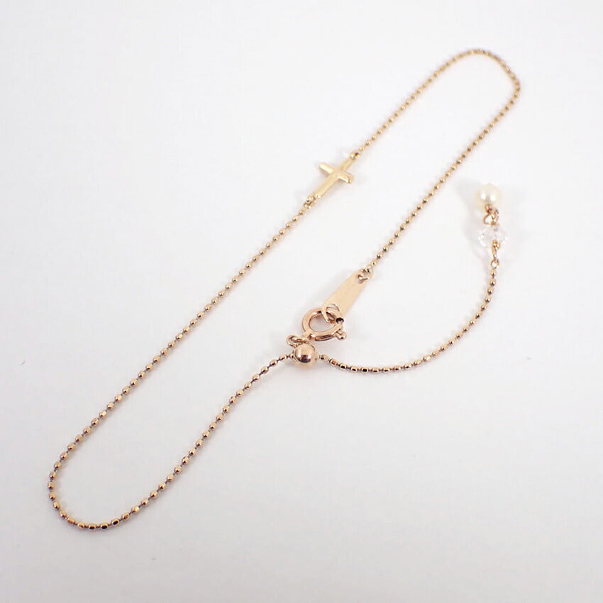 【中古】agete/アガット/K10PG/パール/クロス/ブレスレット/j105-2