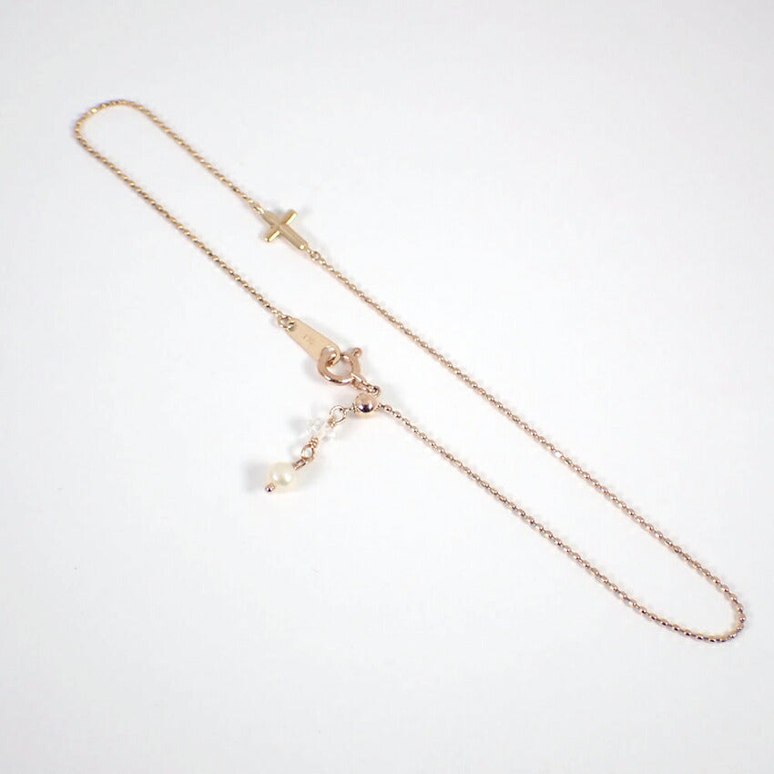 【中古】agete/アガット/K10PG/パール/クロス/ブレスレット/j105-2