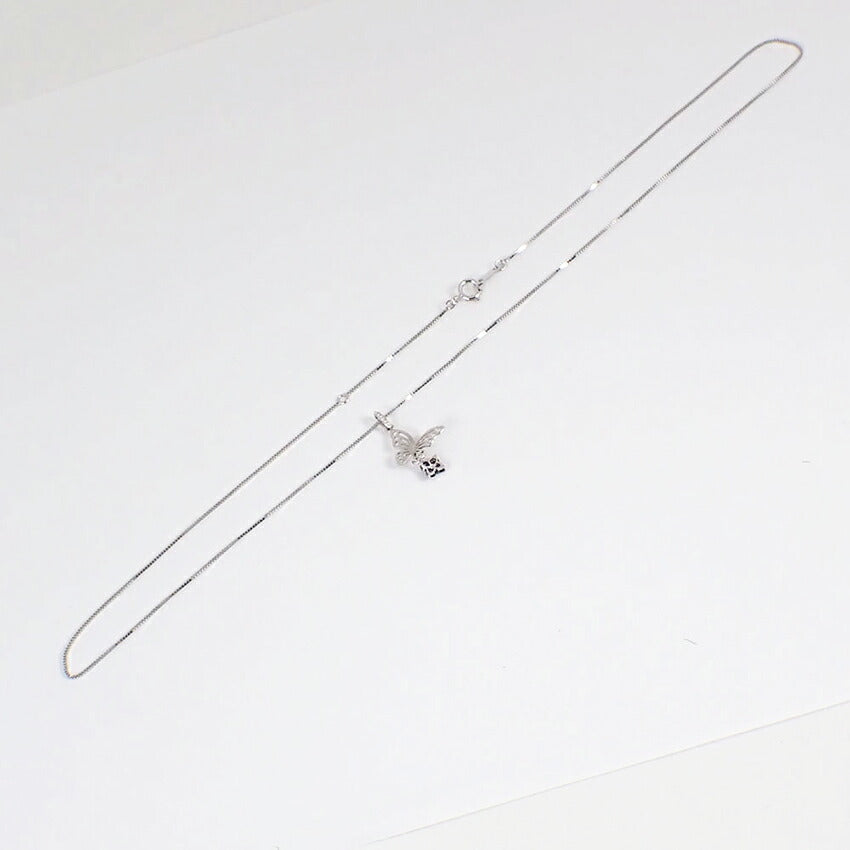 【中古】K10WG/ブラックダイヤモンド/バタフライモチーフ/ペンダント/j105-5