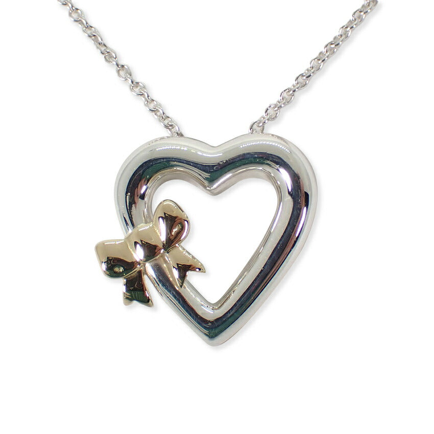 【中古】TIFFANY/ティファニー 925/750 ハートリボン ペンダント/ネックレス/j11-10