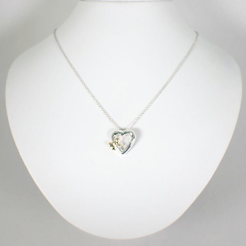 【中古】TIFFANY/ティファニー 925/750 ハートリボン ペンダント/ネックレス/j11-10