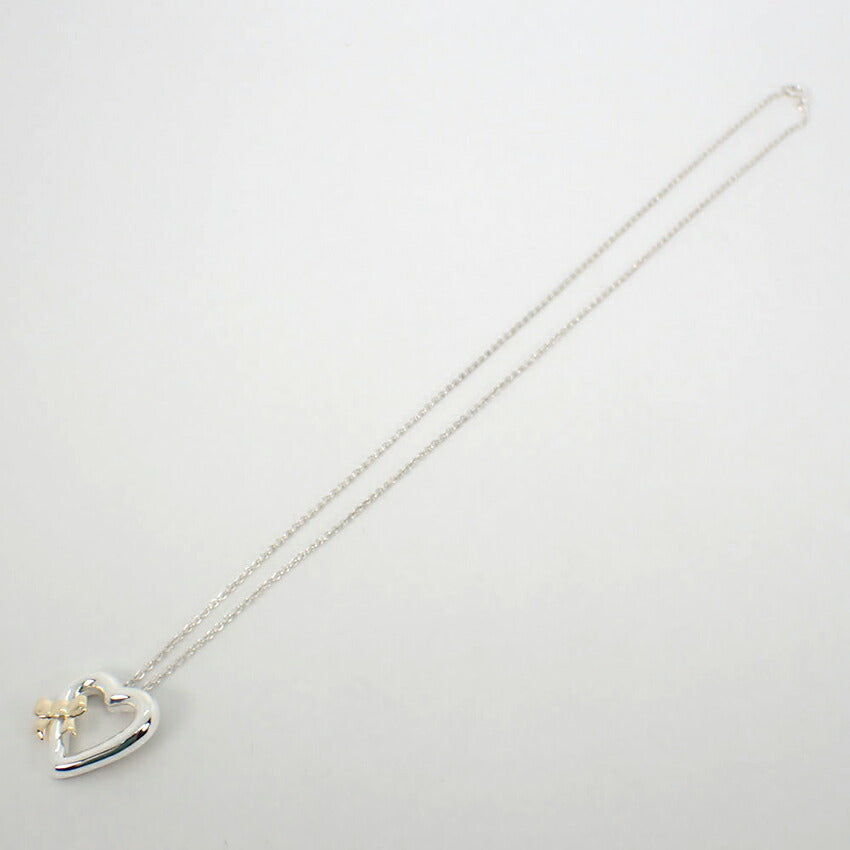 【中古】TIFFANY/ティファニー 925/750 ハートリボン ペンダント/ネックレス/j11-10