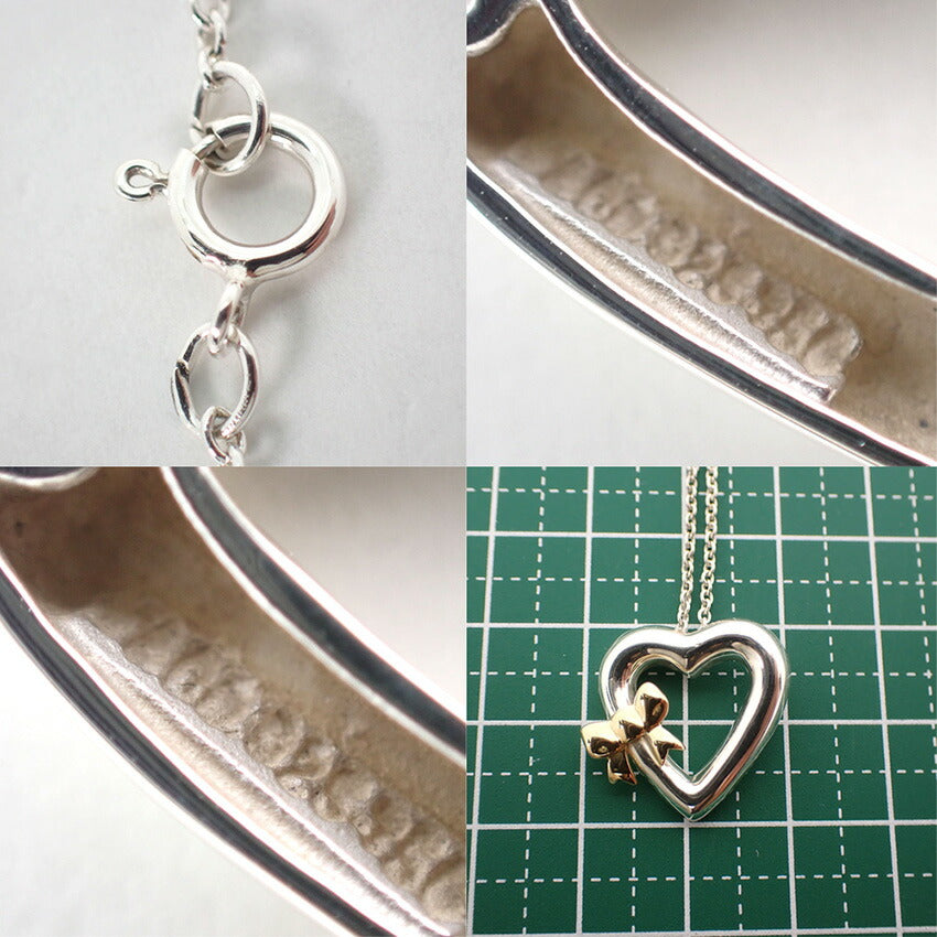 【中古】TIFFANY/ティファニー 925/750 ハートリボン ペンダント/ネックレス/j11-10