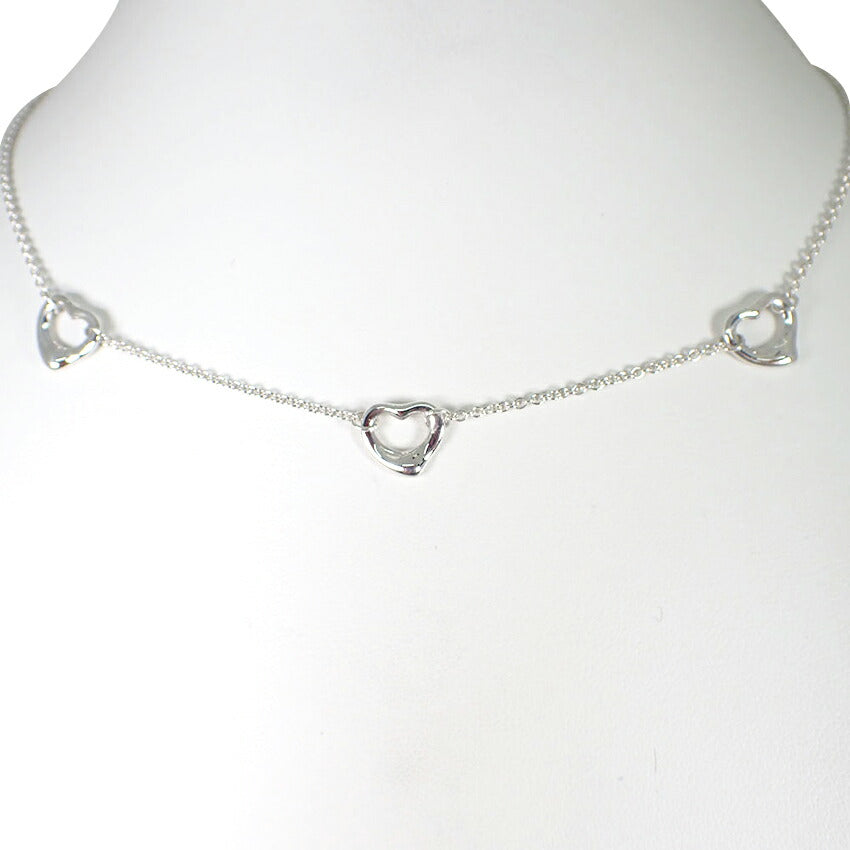 【中古】TIFFANY/ティファニー 925 オープンハート/3pc ステーション ペンダント/ネックレス/j111-84