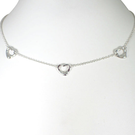 【中古】TIFFANY/ティファニー 925 オープンハート/3pc ステーション ペンダント/ネックレス/j111-84