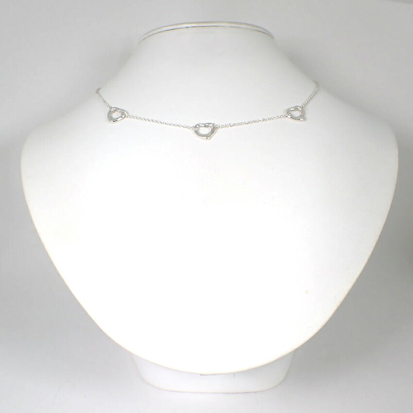 【中古】TIFFANY/ティファニー 925 オープンハート/3pc ステーション ペンダント/ネックレス/j111-84