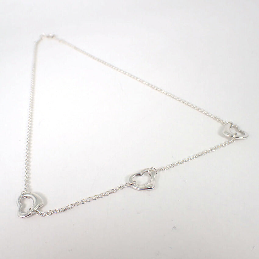 【中古】TIFFANY/ティファニー 925 オープンハート/3pc ステーション ペンダント/ネックレス/j111-84