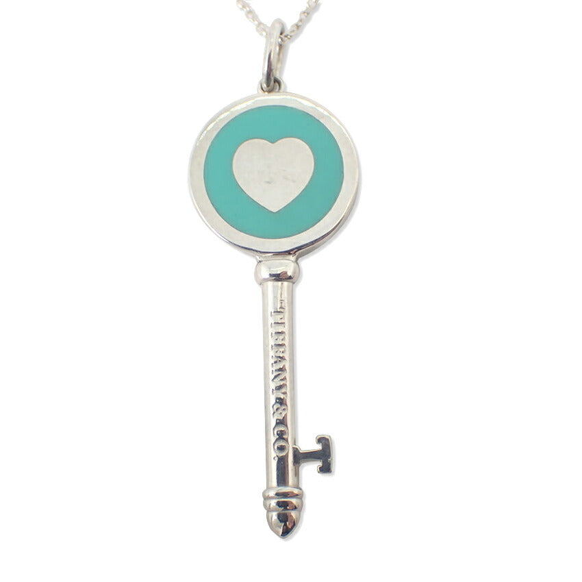【中古】TIFFANY/ティファニー 925/ブルーエナメル ハートキー ペンダント/ネックレス/j113-12