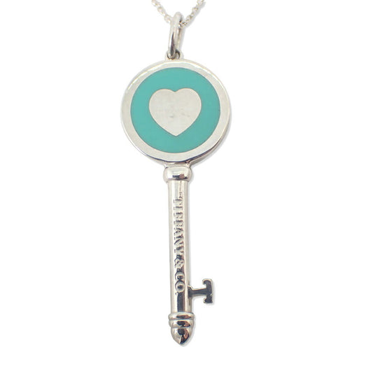【中古】TIFFANY/ティファニー 925/ブルーエナメル ハートキー ペンダント/ネックレス/j113-12