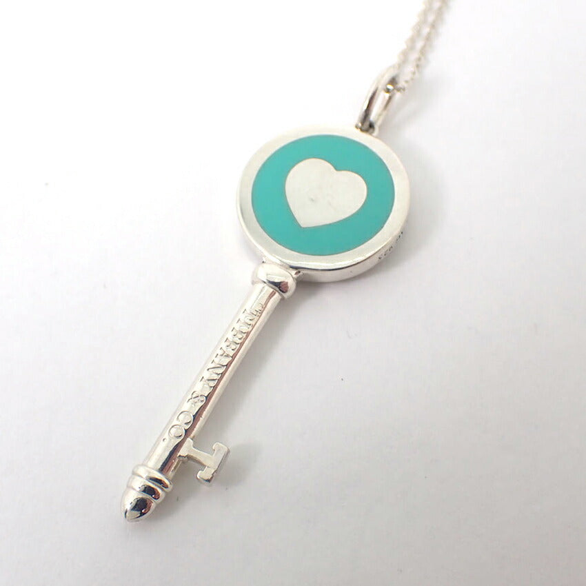 【中古】TIFFANY/ティファニー 925/ブルーエナメル ハートキー ペンダント/ネックレス/j113-12