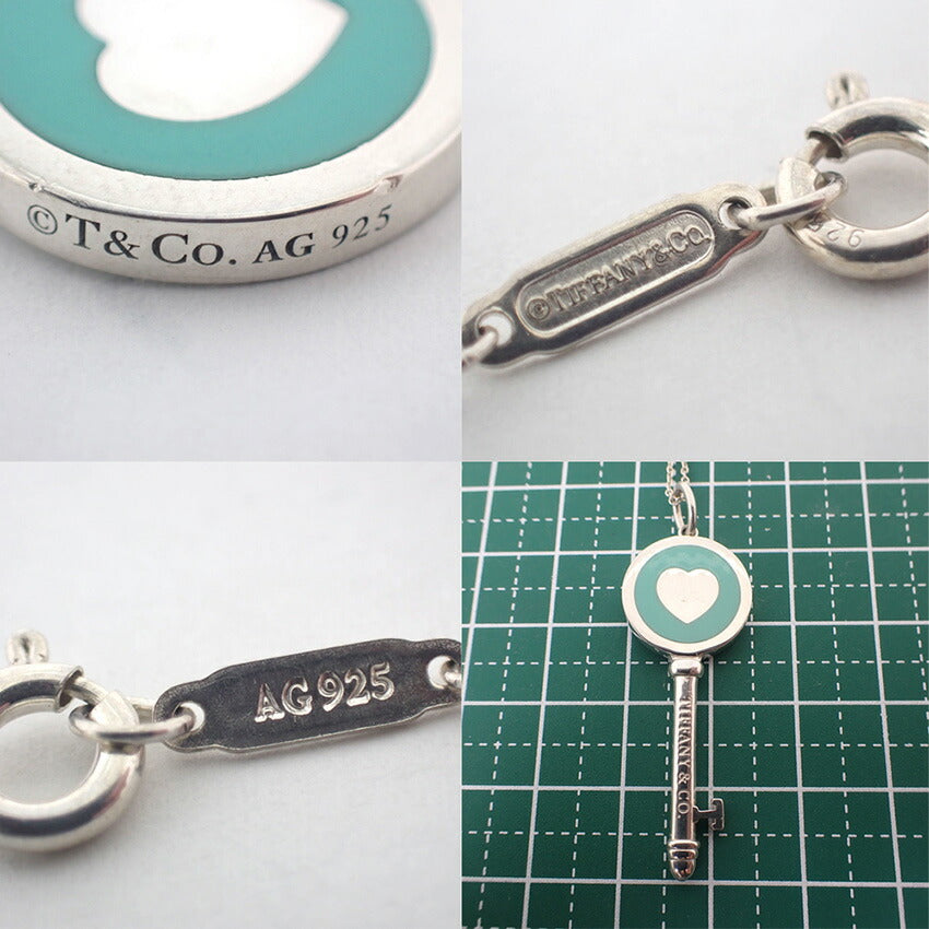 【中古】TIFFANY/ティファニー 925/ブルーエナメル ハートキー ペンダント/ネックレス/j113-12