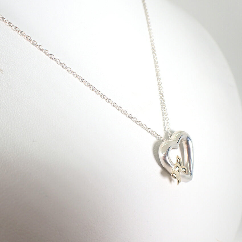 【中古】TIFFANY/ティファニー 925/750 ハートリボン  ペンダント/ネックレス/j116-4