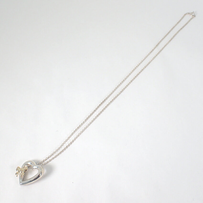 【中古】TIFFANY/ティファニー 925/750 ハートリボン  ペンダント/ネックレス/j116-4