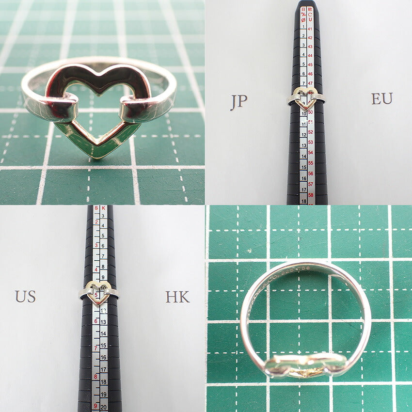 【中古】TIFFANY/ティファニー 925/750 オープンハート リング /9号/j116-7
