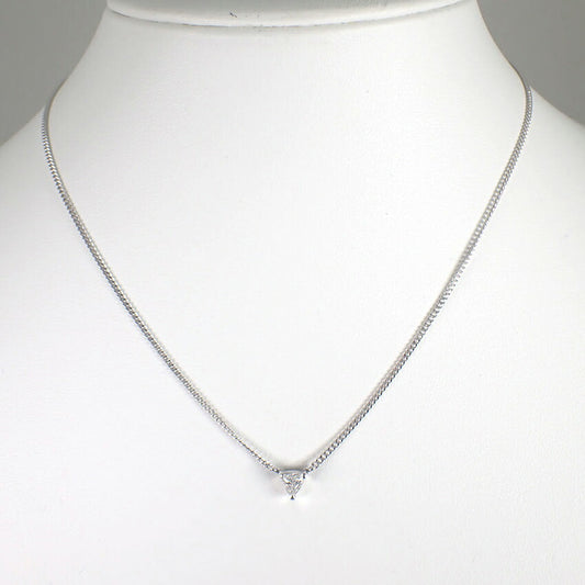 【中古】Pt850 ダイヤモンド/トリリアントカット/0.30ｃｔ ペンダント/ネックレス/j128-6
