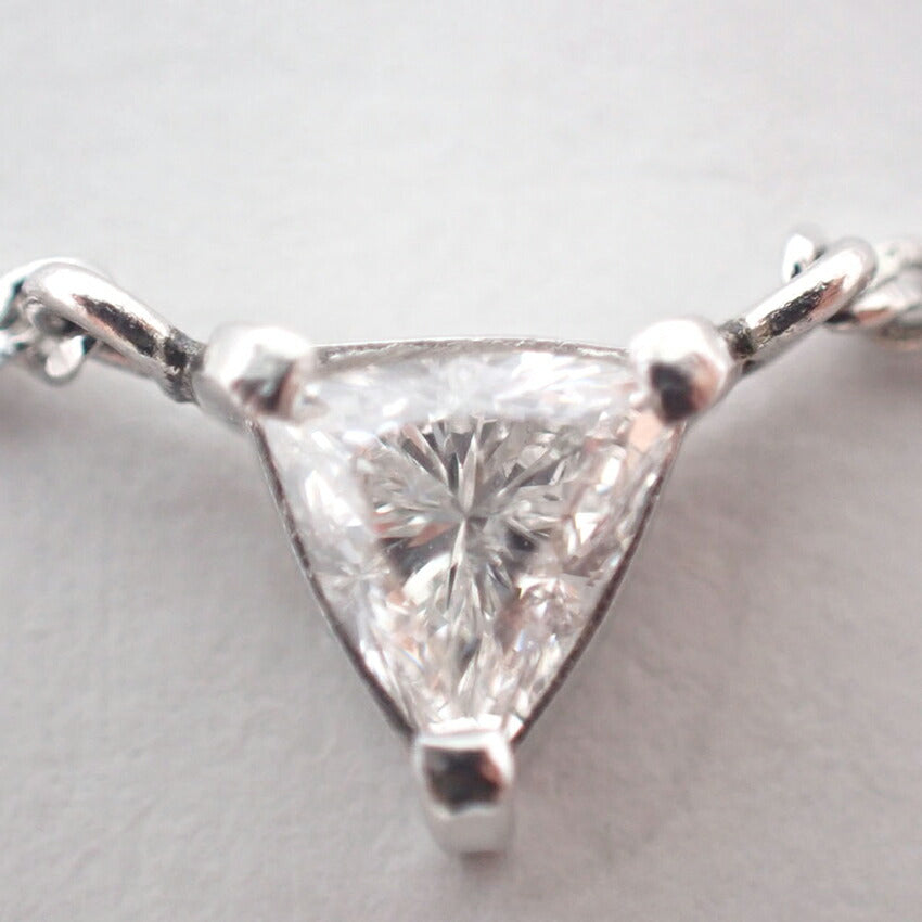 【中古】Pt850 ダイヤモンド/トリリアントカット/0.30ｃｔ ペンダント/ネックレス/j128-6