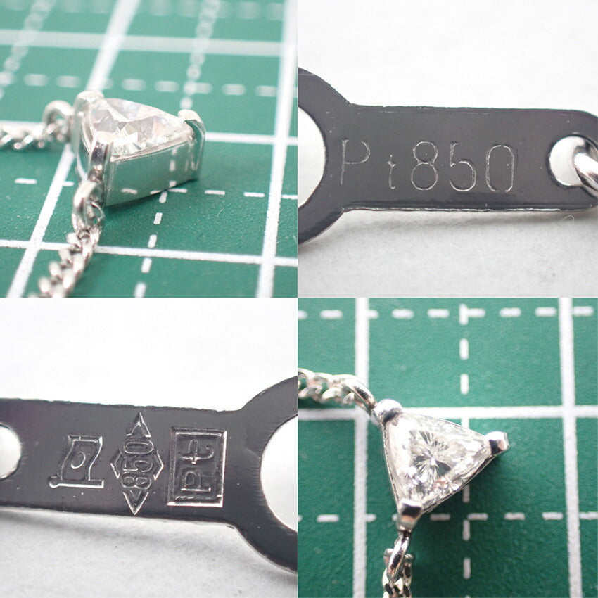 【中古】Pt850 ダイヤモンド/トリリアントカット/0.30ｃｔ ペンダント/ネックレス/j128-6