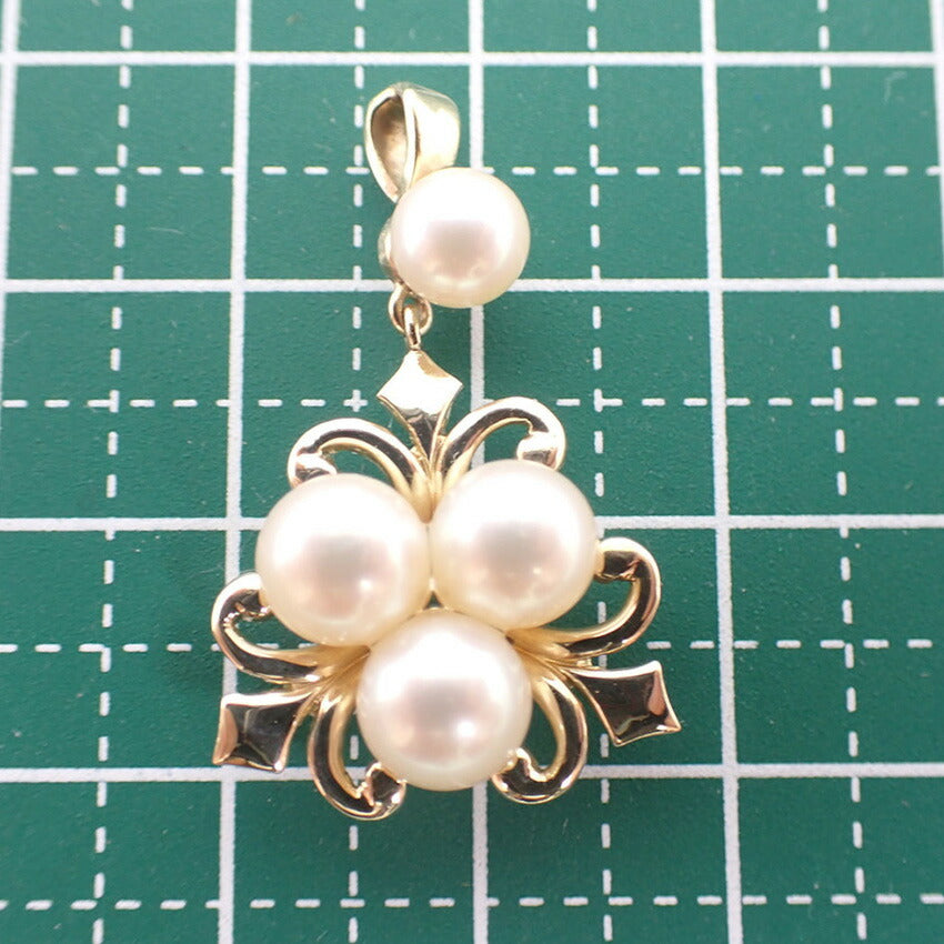【中古】MIKIMOTO/ミキモト K14 パール/アコヤ真珠 ４pc ペンダントトップ/j128-7