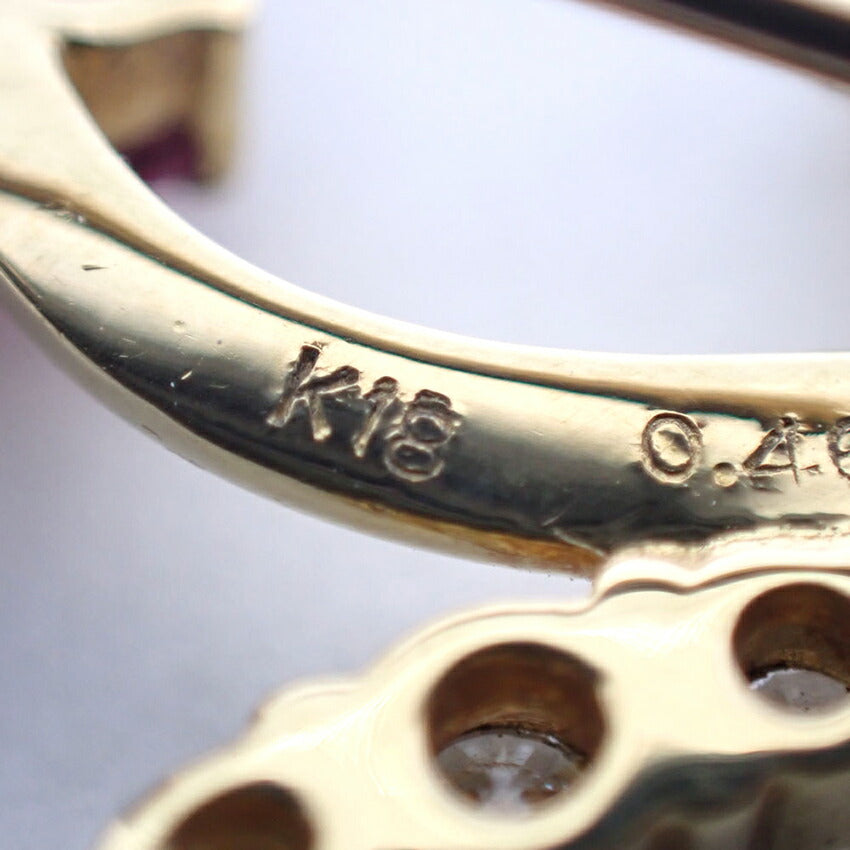 【中古】K18ダイヤモンド フラワーブローチ/j133-10