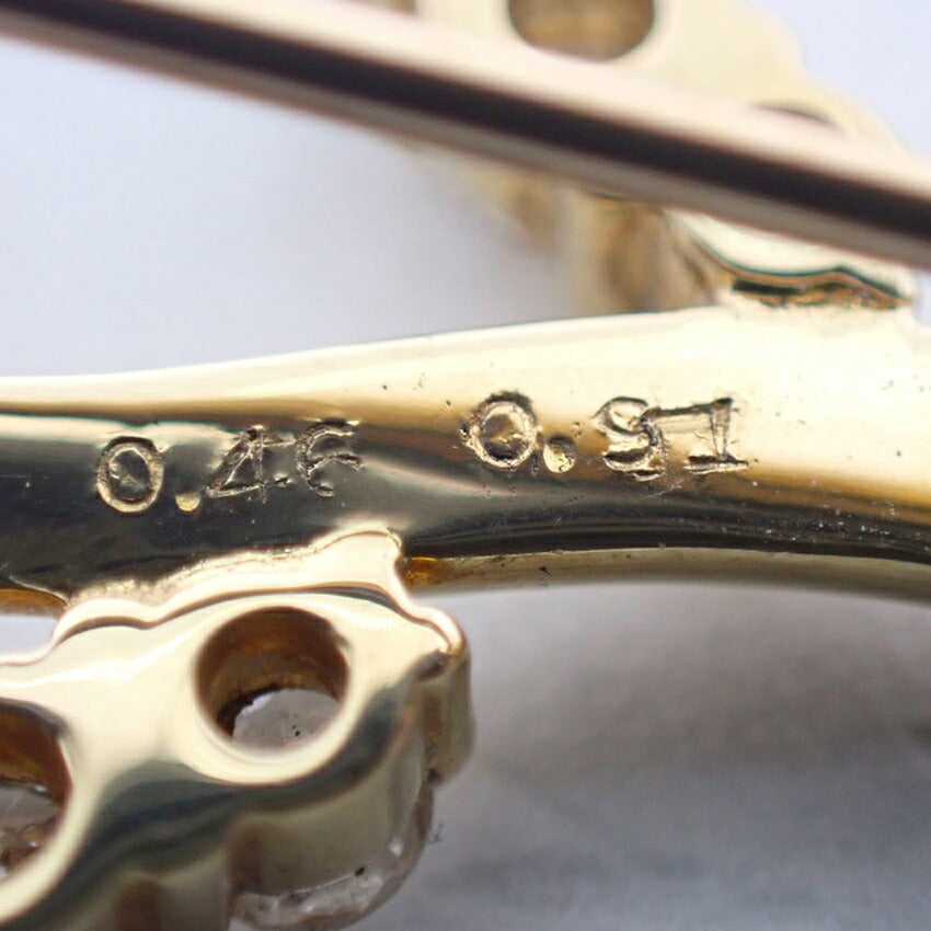 【中古】K18ダイヤモンド フラワーブローチ/j133-10