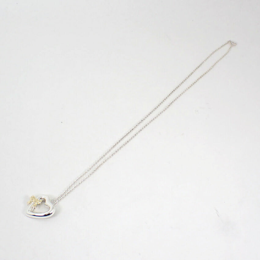 【中古】TIFFANY/ティファニー 925/750 ハートリボン  ペンダント/ネックレス/j139-33