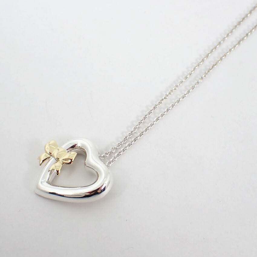 【中古】TIFFANY/ティファニー 925/750 ハートリボン  ペンダント/ネックレス/j139-33