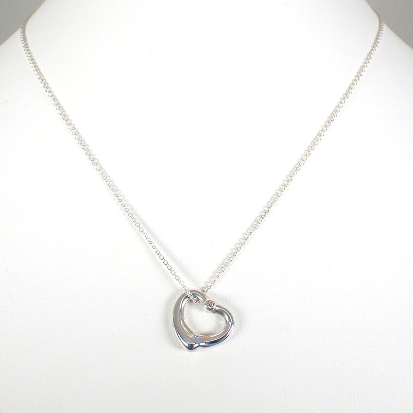 【中古】TIFFANY/ティファニー 925 オープンハート ダイヤモンド 2P ペンダント/ネックレス/j145-1