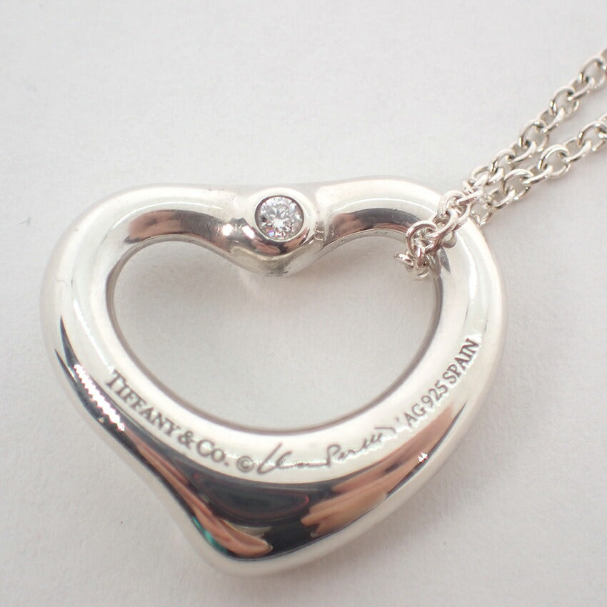 【中古】TIFFANY/ティファニー 925 オープンハート ダイヤモンド 2P ペンダント/ネックレス/j145-1